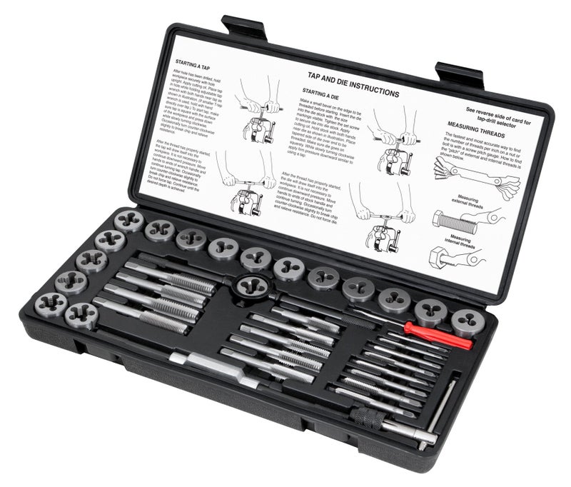 Performance Tool W4002DB 40-Piece Metric Tap And Die Set | Coarse and Fine Threads | Essential Threading Rethreading Tool Kit with Accessories and Storage Case - Image 2